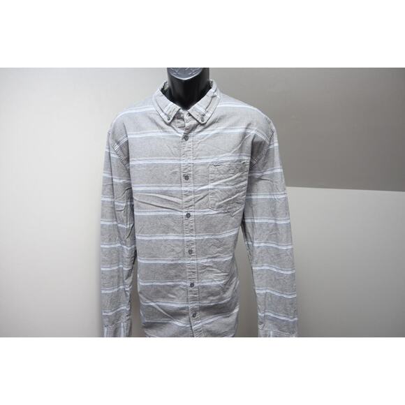 Vans Button Up Dress Shirt Skateboard Long Sleeve Gray Striped Mens Size 2XL XXL - Picture 3 of 8